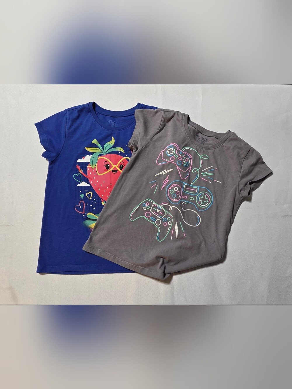 The Children's Place Girls Graphic Tees Bundle Lot of 2 Gamer Strawberry Size S